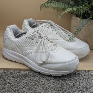 Brooks Addiction Walkers Mens Size 12EEEE White Leather Comfort Gym Shoes